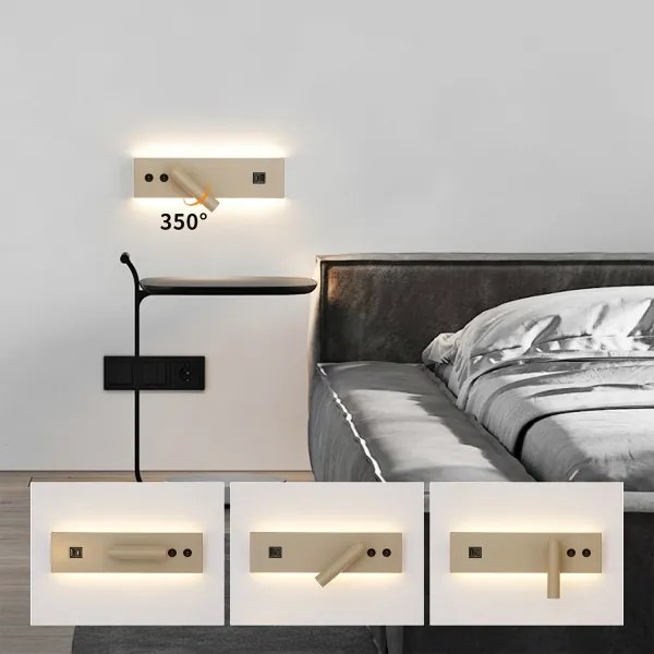 Brilagi-LED Nástenné bodové svietidlo s USB portom NOCTIS LED/3W/230V+LED/9W béžové