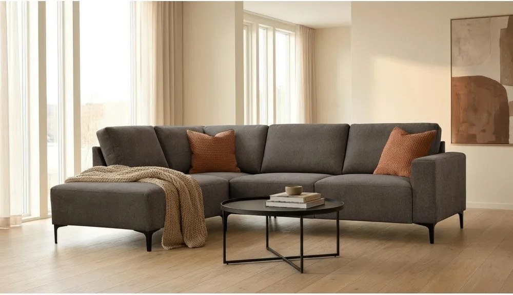 Antracitová ženilková rohová pohovka (ľavý roh/do L) Fabian – Scandic