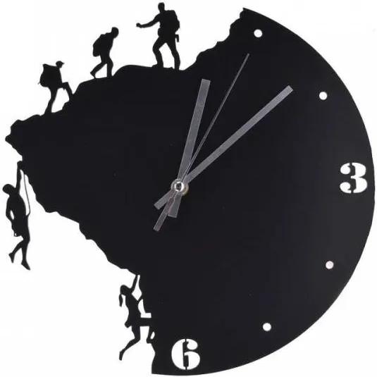 Nástenné hodiny dizajn HOROLEZCI, priemer 30cm, čierne