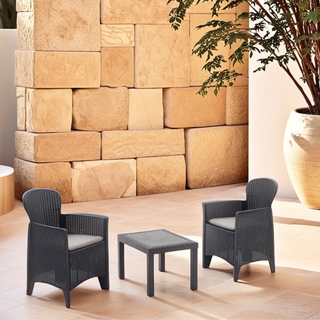 Záhradný set AKITA, 3-dielny, antracitová I.P.A.E-Progarden