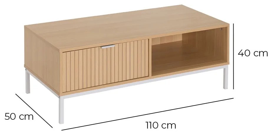 Konferenčný stolík v dekore duba v prírodnej farbe 50x110 cm Mid-Lines – Casa Selección