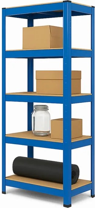 Akcia 10x Regál 180x90x40 cm lakovaný 5-policový, nosnosť 875 kg - modrý
