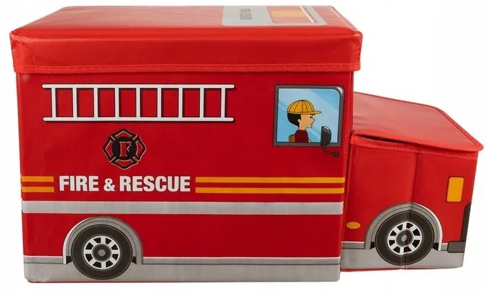 Kruzzel 22489 Box na hračky hasičské auto 53 x 26 x 31,5 cm