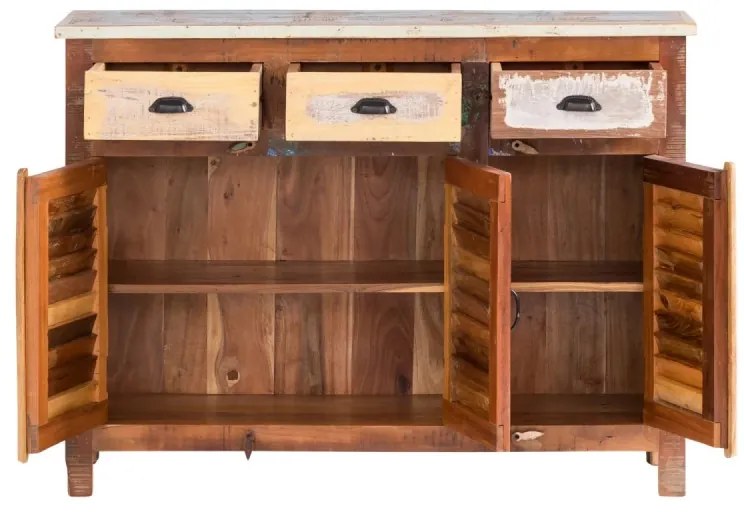 furniture-nabytek.cz - Masívna komoda Wakefield z recyklovaného dreva, lakovaná, viacfarebná – 122×42×90 cm