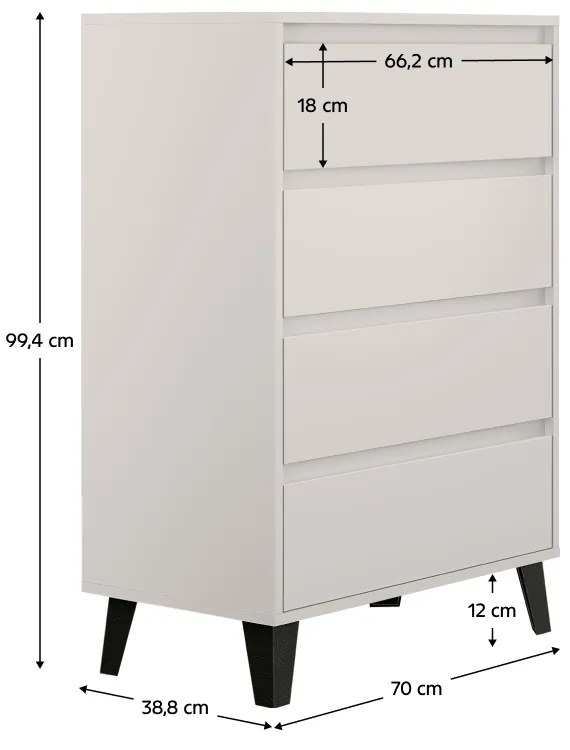 Komoda BOGAN 4S70, biela