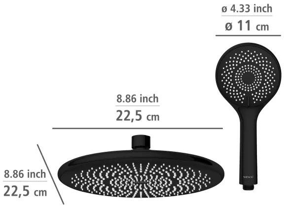 WENKO 25311100 - Sprchový set WATERSAVING SYSTEM 120 cm čierny