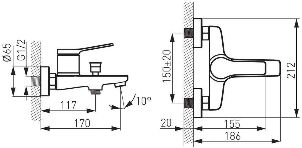 F-Design Seppia, vaňová batéria bez sprchovej sady, čierna matná, FD1-SPA-1-22