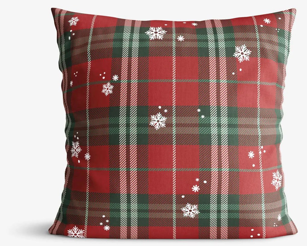 Goldea dekoračná obliečka na vankúš - červené káro s vločkami 45 x 45 cm