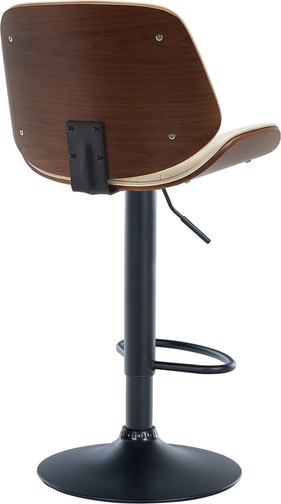 Barová stolička Nova - koženka, čierny rám - Orech / Krémová