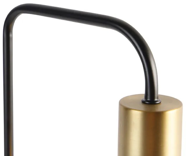 Dizajnová stolná lampa čierna so zlatom a dymovým sklom - Zuzanna