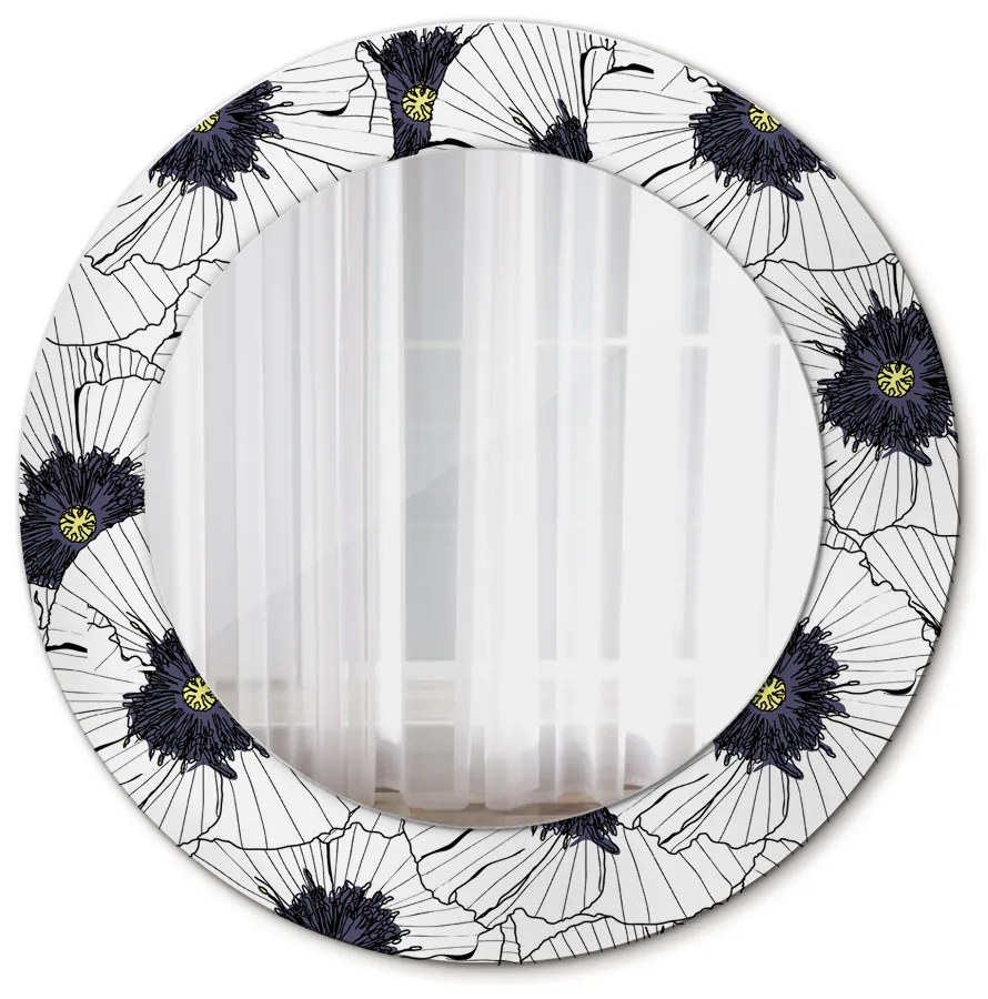 Zloženie lineárnych kvetov Okrúhle dekoračné zrkadlo na stenu