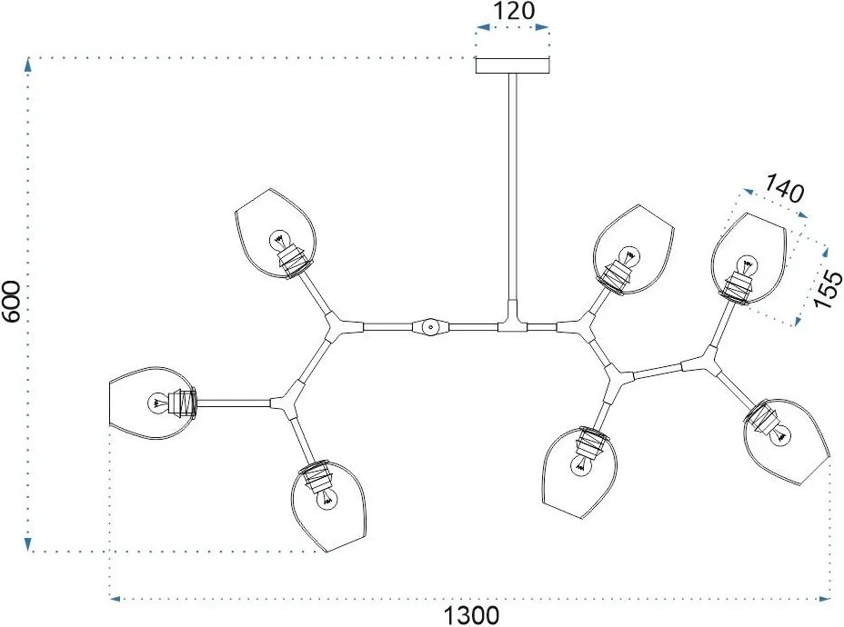 Toolight Toolight, stropné svietidlo 7xE27 APP505-7C, čierna, OSW-08554
