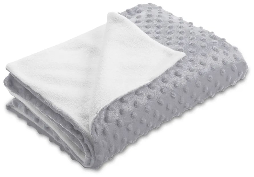 Biante Detská obojstranná deka Minky bodky/Polar MKP-048 Sivá 75x100 cm