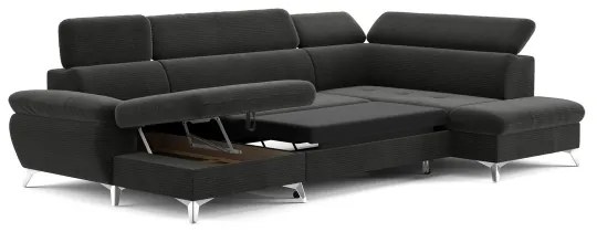 Rozkladacia rohová sedačka do U CATANIA pravá s úložným priestorom grafit