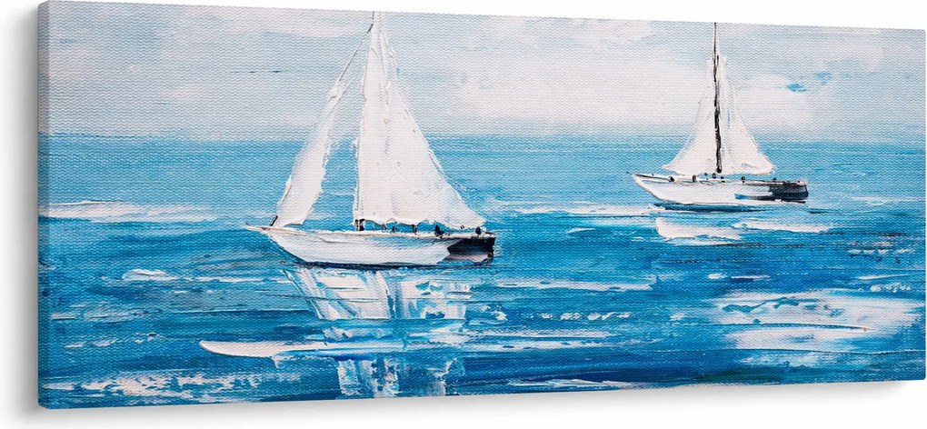 Obraz - Maľba jachty na mori (120x50 cm)