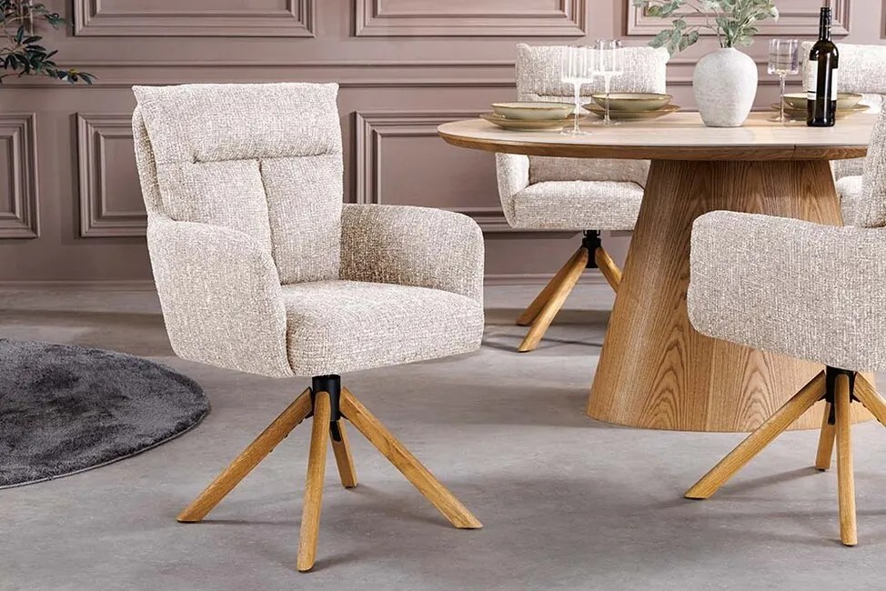 Otočná jedálenská stolička Big George: Šampanská Greige