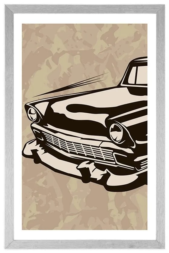 Plagát s paspartou retro veterán - 20x30 silver
