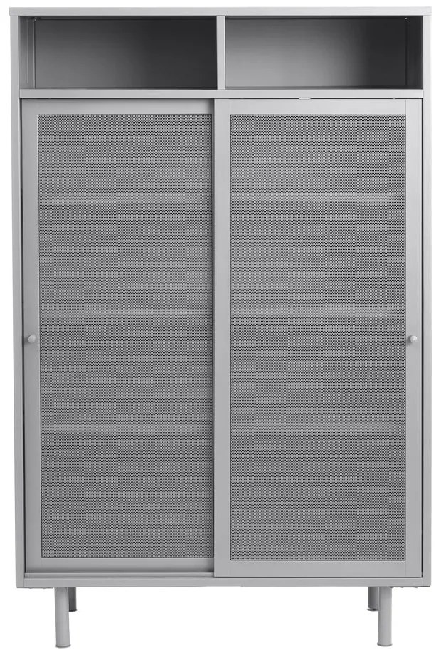 Sivá kovová skrinka s posuvnými dverami 90x140x40 cm Veep – Unique Furniture