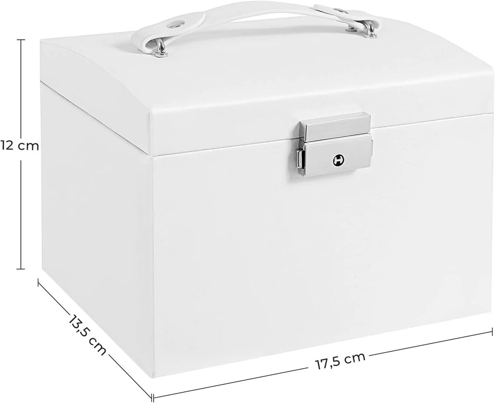 Songmics Šperkovnica Livia1, 12x17,5x13,5 cm, biela
