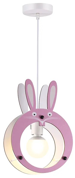 ACA DECOR Detské závesné stropné svietidlo KRÁLIK max. 40W/E27/230V/IP20, ružové