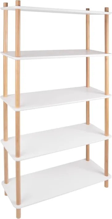 Biely regál s bambusovými nohami Leitmotiv Cabinet Simplicity