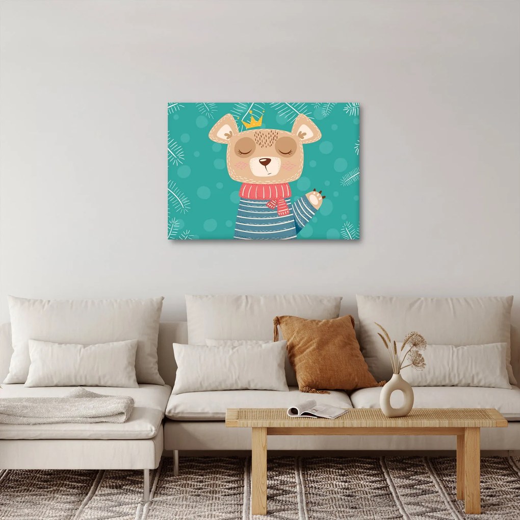 Obraz - Mávajúci medvedík (70x50 cm)