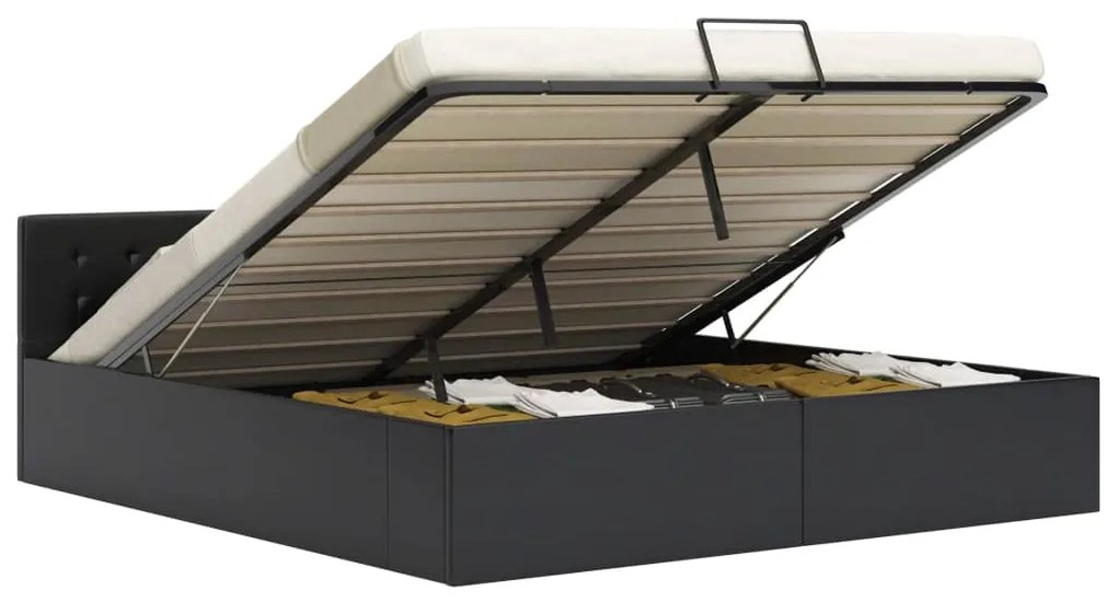 vidaXL Hydraulický posteľný rám+úložný priestor, umelá koža 180x200 cm
