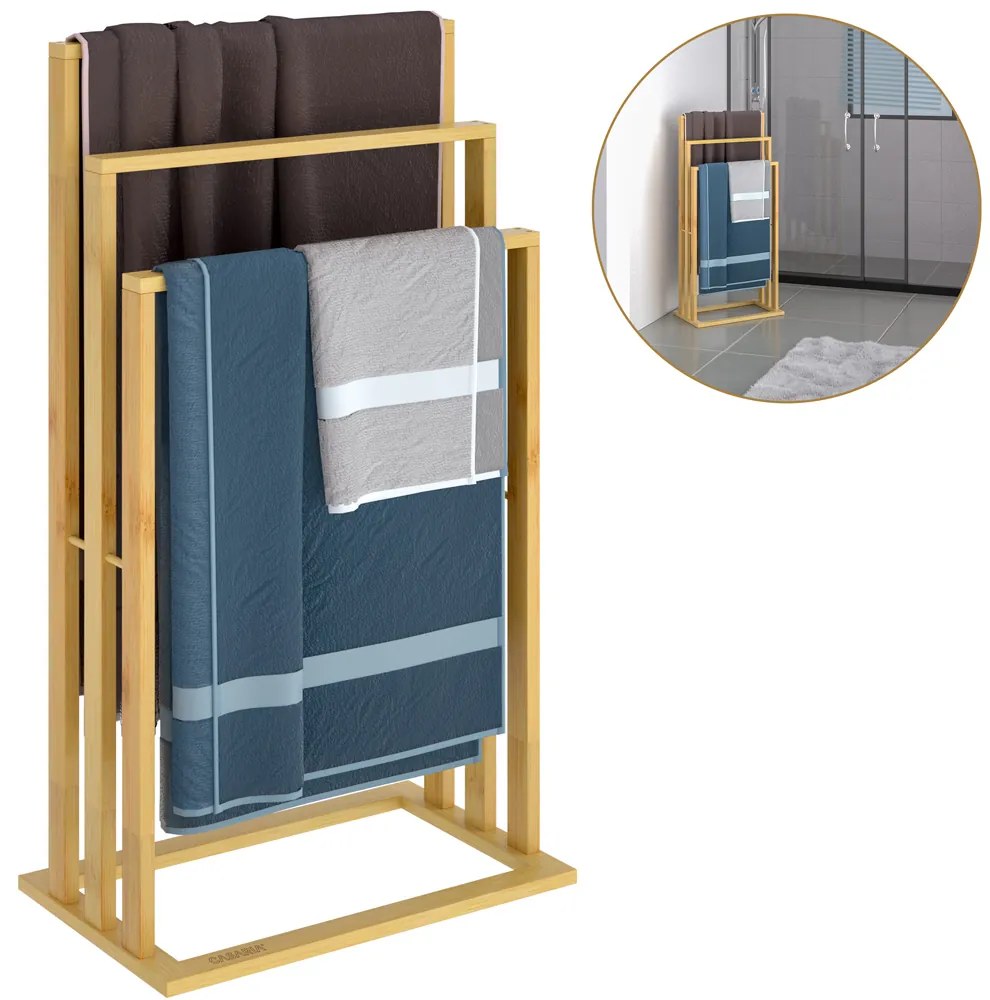 Bambusový stojan na uteráky RUBBY, 40x24x82cm, hnedá Casaria