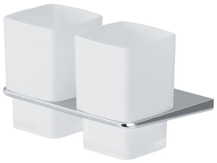 Sklenený pohár na zubné kefky AM.PM Inspire 2.0 AIB343400 nástenný, dvojitý, chróm