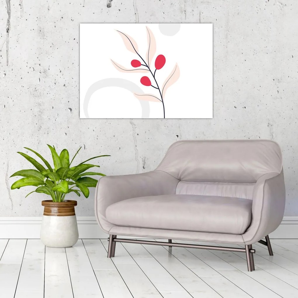 Sklenený obraz - Ružová florálna abstrakcia N⁰3 (70x50 cm)