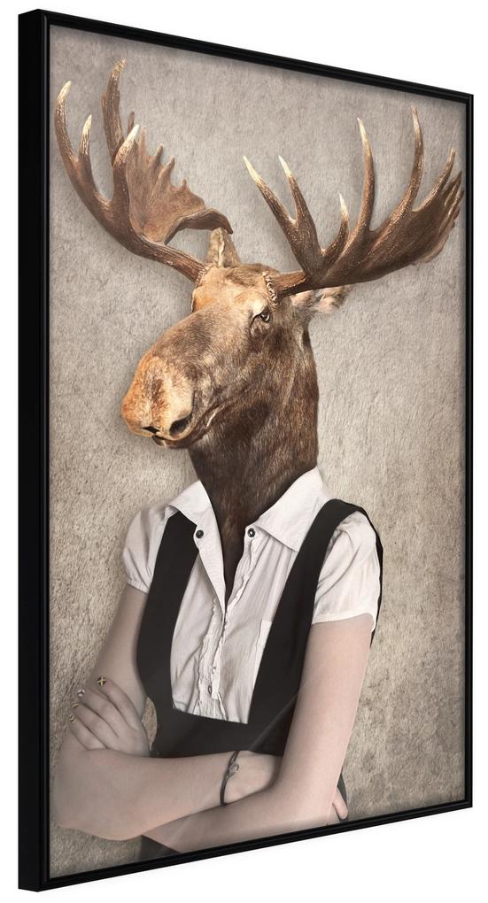 Artgeist Plagát - Brainy Moose [Poster] Veľkosť: 40x60, Verzia: Zlatý rám s passe-partout