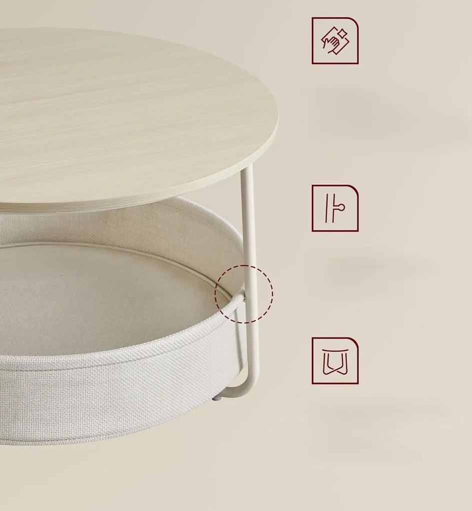 Kulatý konferenční stolek Vasagle Moris 75 cm krémový/béžový