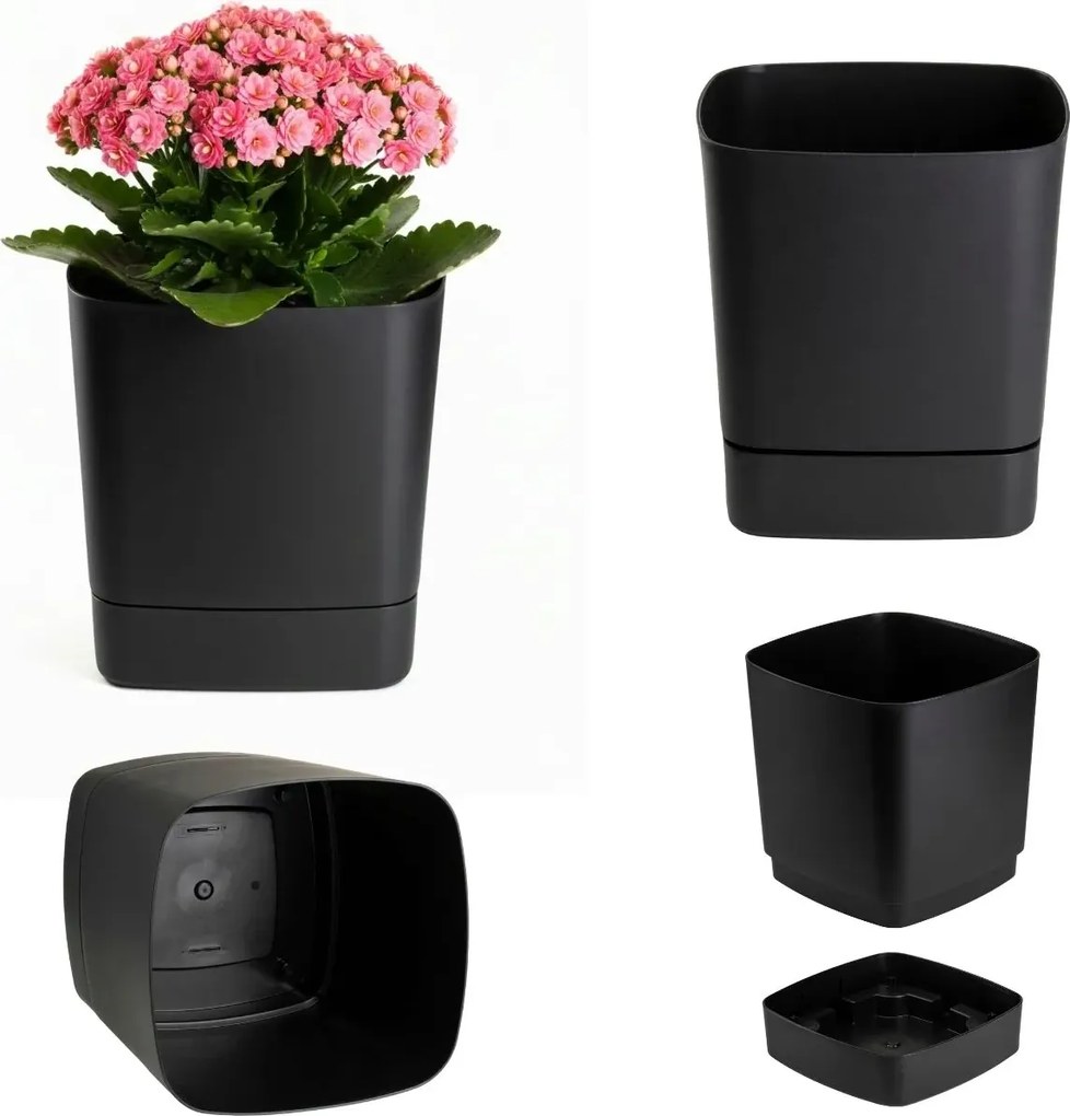 Plastový květináč s podmiskou Cubi 19x19 cm - výber z 6 prevedení