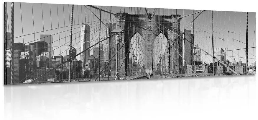 Obraz most Manhattan v New Yorku v čiernobielom prevedení Varianta: 120x40