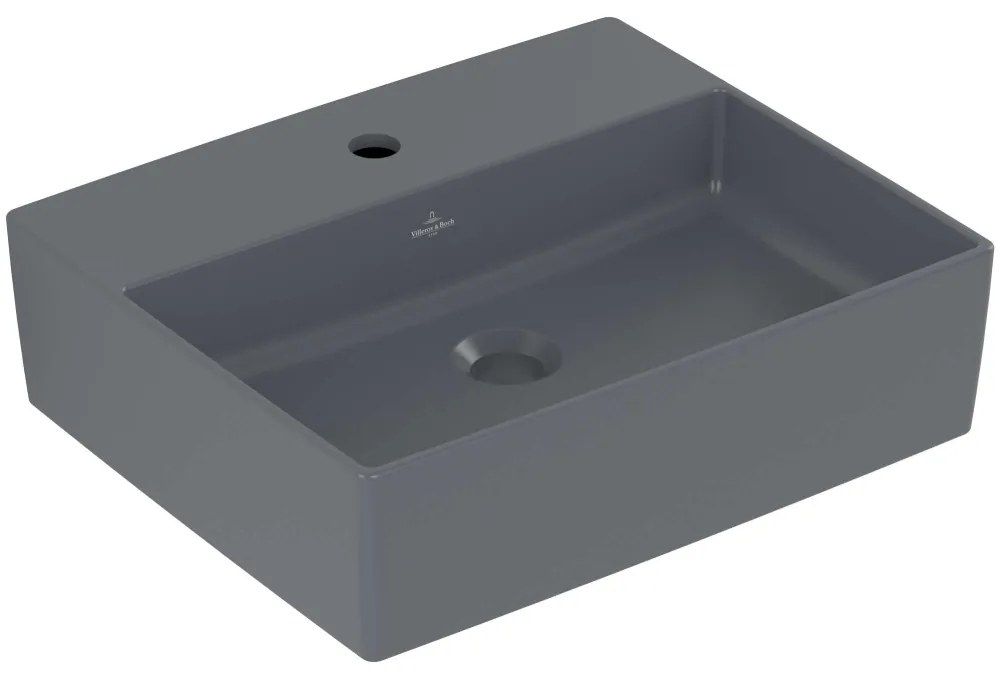 VILLEROY &amp; BOCH Memento 2.0 obdĺžnikové umývadlo na dosku s otvorom, bez prepadu, 500 x 420 mm, Graphite, s povrchom CeramicPlus, 4A0751i4