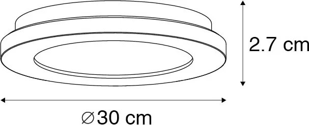 Zapustené stropné svietidlo biele 30 cm vrátane LED 3-stupňový stmievač IP44 - Steve
