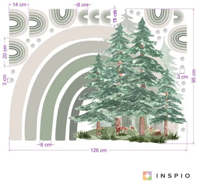 Nálepky na stenu - dúha v lese