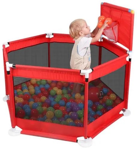 Bestent Ohrádka pre deti s loptičkami a košom 130x65x110cm RED