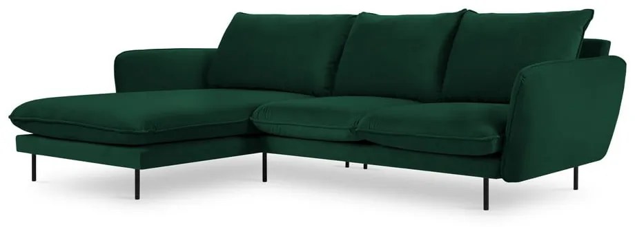 Tmavozelená zamatová rohová pohovka (ľavý roh) Vienna – Cosmopolitan Design