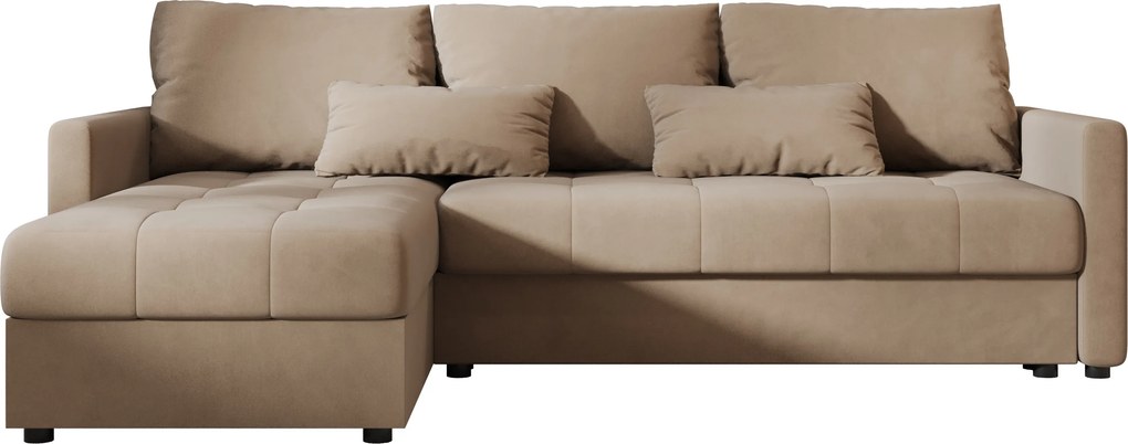 Rozkladacia obojstranná sedacia súprava do L VENORIA 220x143 cm, béžová + 2 vankúšiky ZDARMA