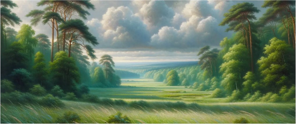 Obraz - Zelená krajina (120x50 cm)