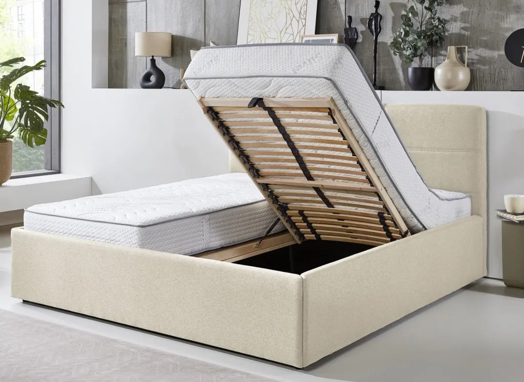 Posteľ Domango 140x200 cm, béžová látka