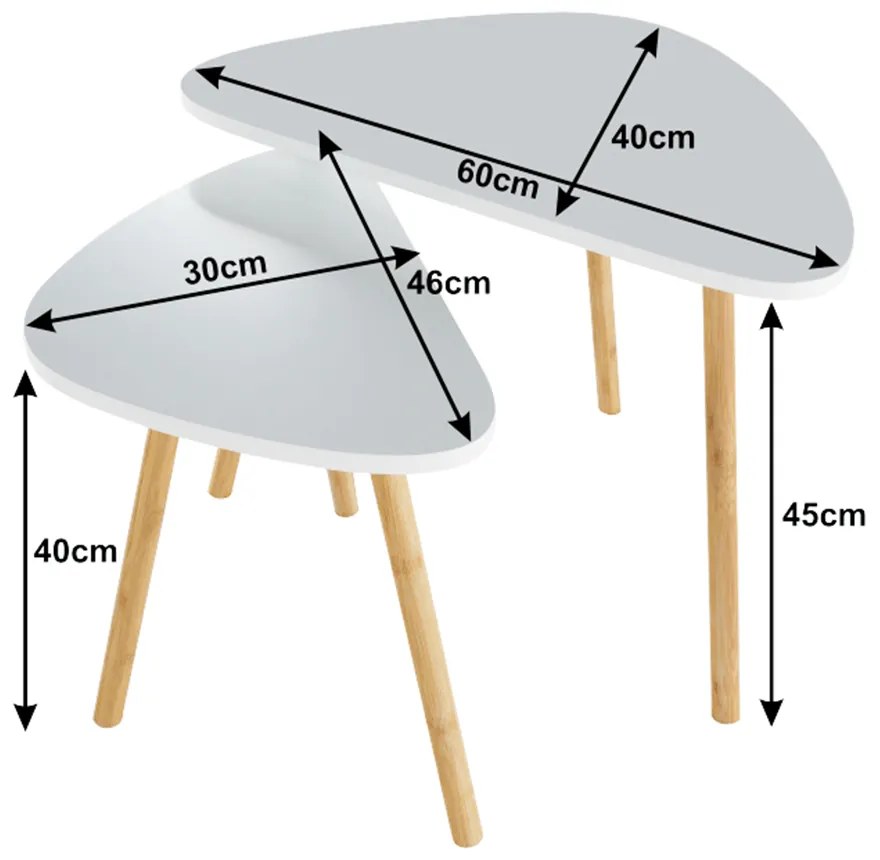 Tempo Kondela Sada dvoch konferenčných stolíkov, biela/prírodná, BISMAK