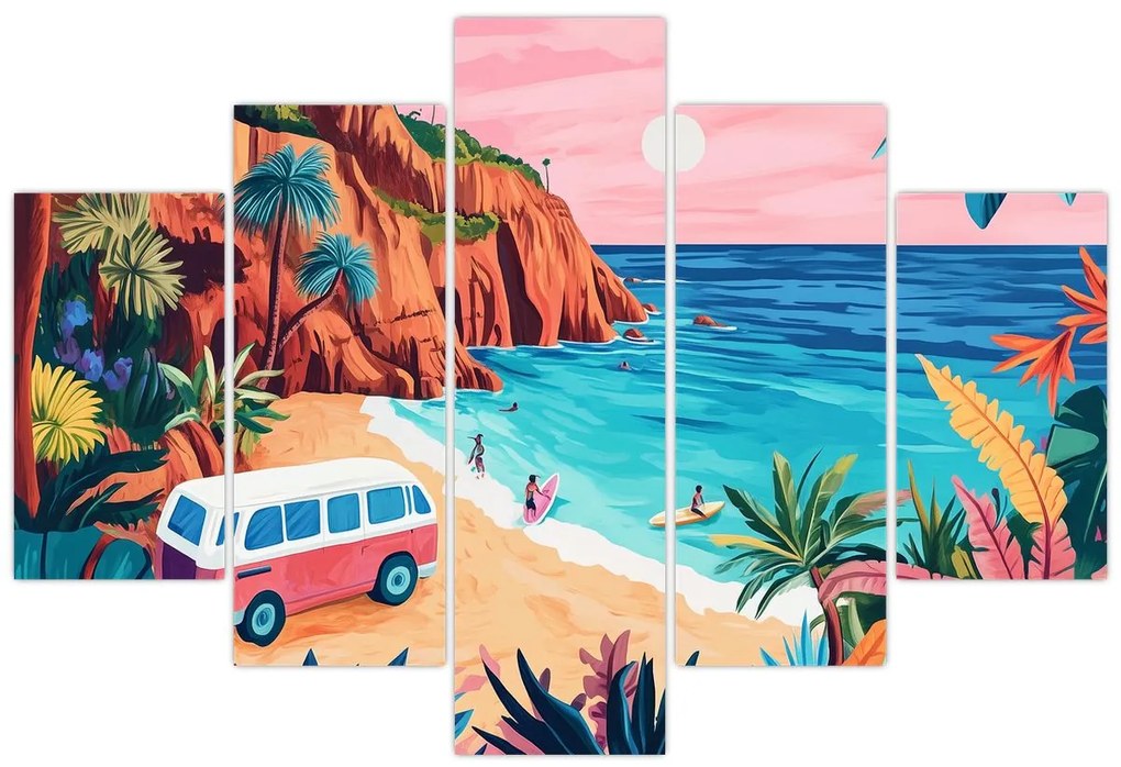 Obraz - Karavan pri oceáne (150x105 cm)