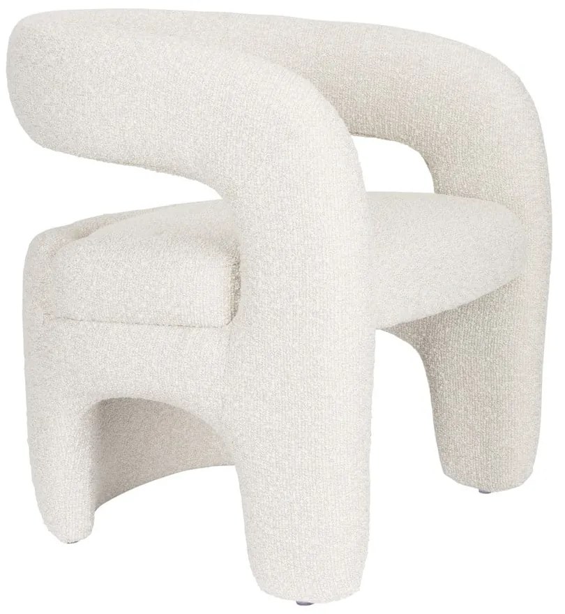 Biele kreslo z textílie buklé Nova – White Label