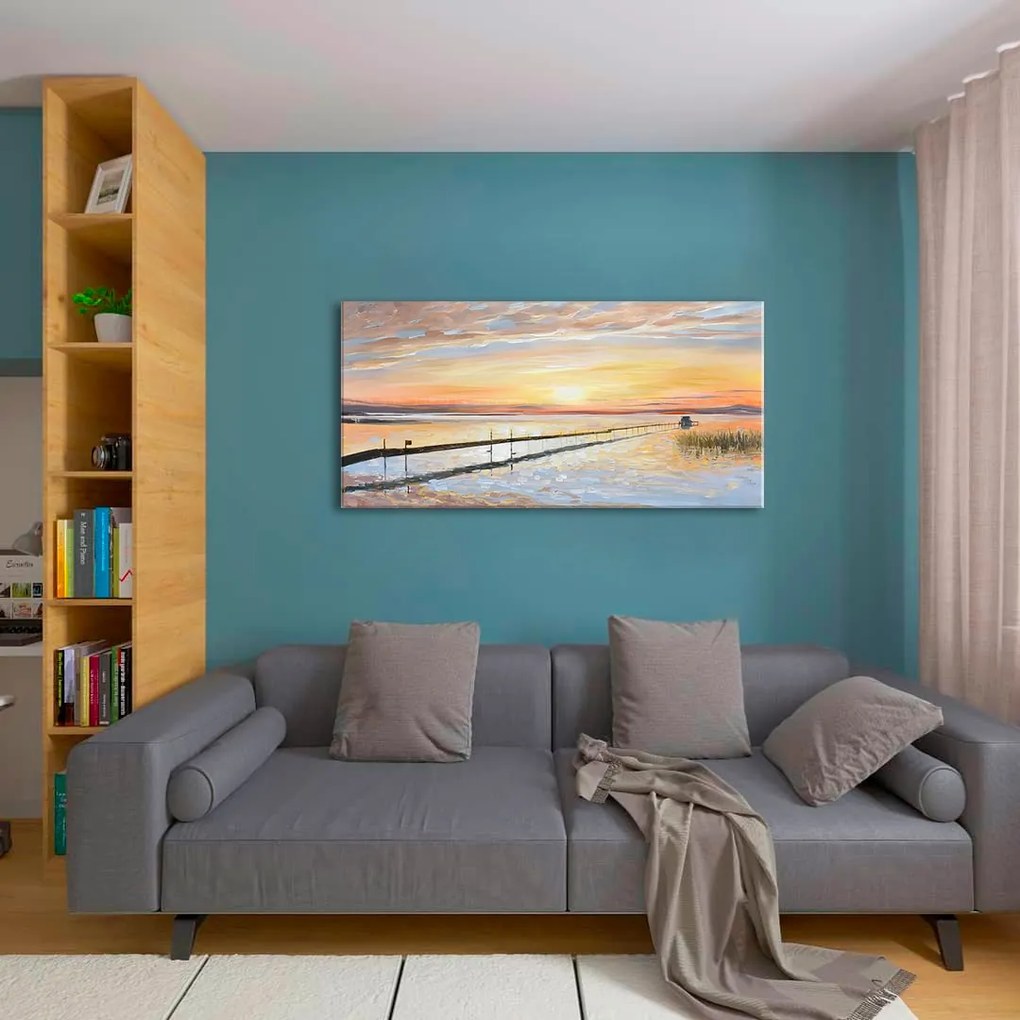 Obraz na plátne FAREBNÝ ZÁPAD SLNKA PRI POBREŽÍ