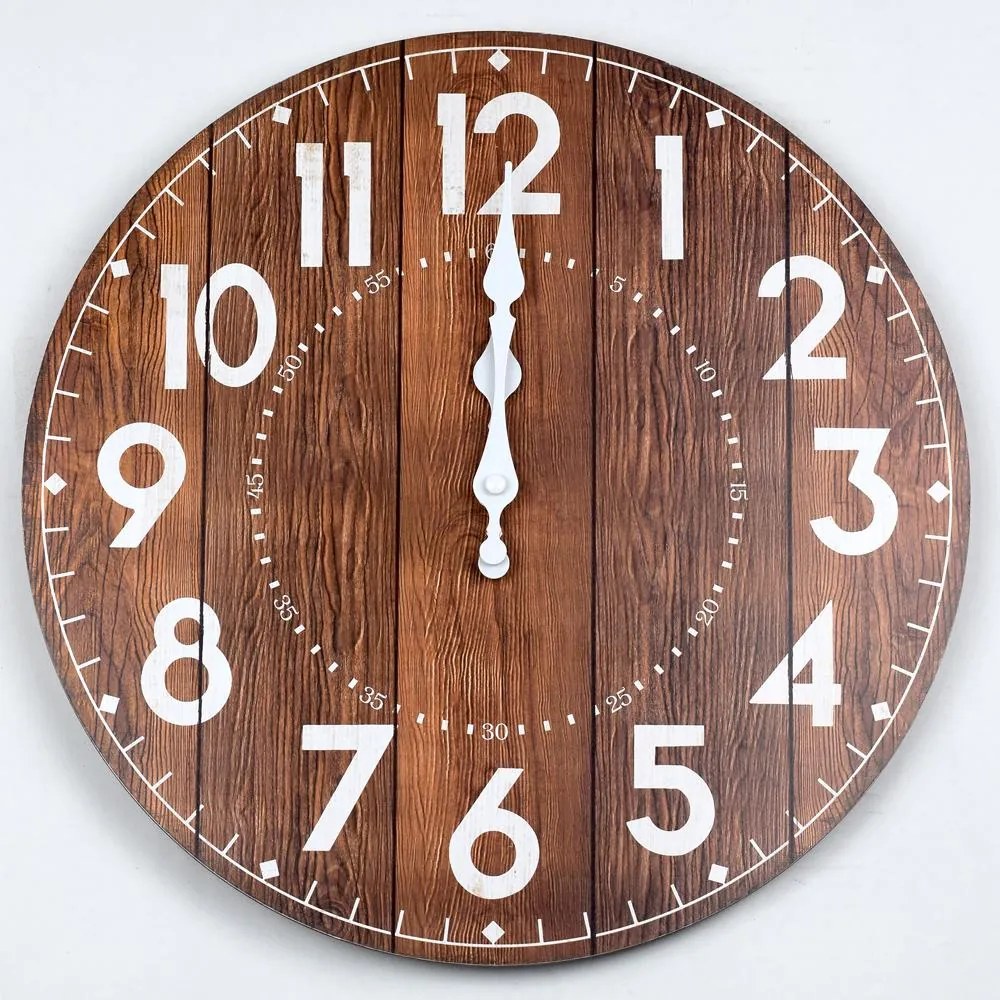 HODINY NÁSTENNÉ DREVO HNEDÉ MDF 34CM