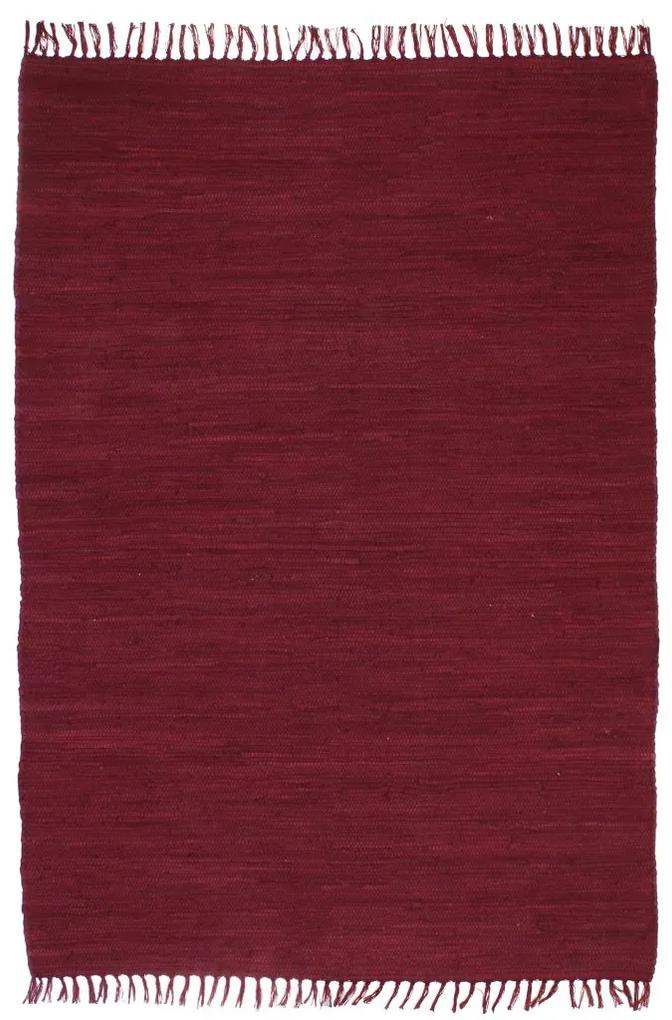 vidaXL Ručne tkaný koberec Chindi, bavlna 120x170 cm, vínovo červený | BIANO