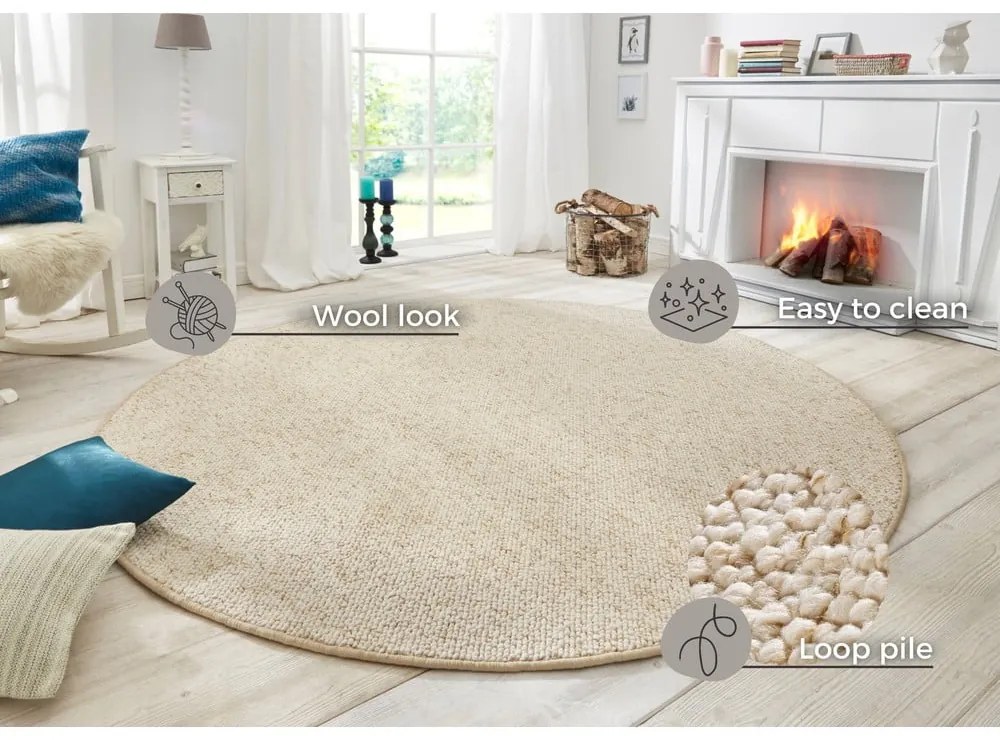 Krémový okrúhly koberec ø 133 cm Wolly – BT Carpet