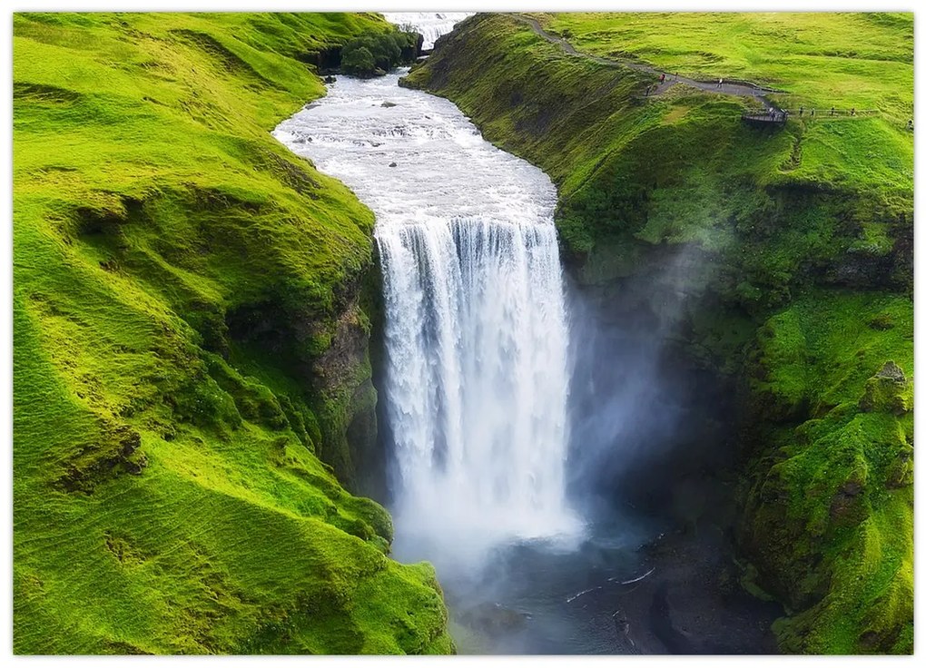 Sklenený obraz - Vodopád Skogafoss (70x50 cm)